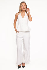 Odelia Halter Vest Pant Set - White