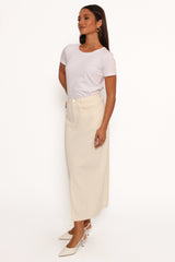 Kellen Corduroy Midi SKirt - Cream