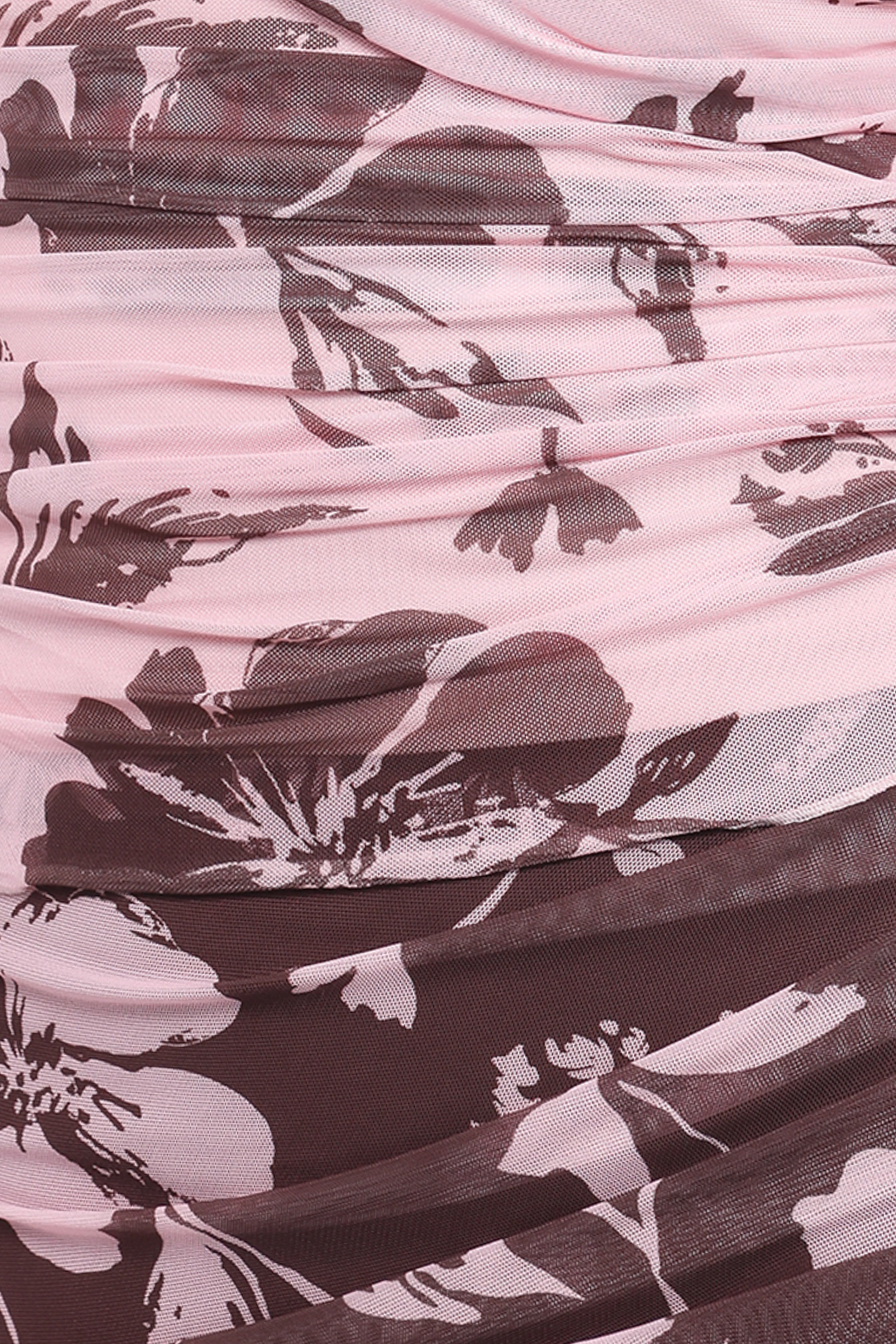 Navida Mesh Midi Skirt - Pink Brown Floral