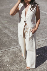 Trula Wide Leg Pant - Oatmeal