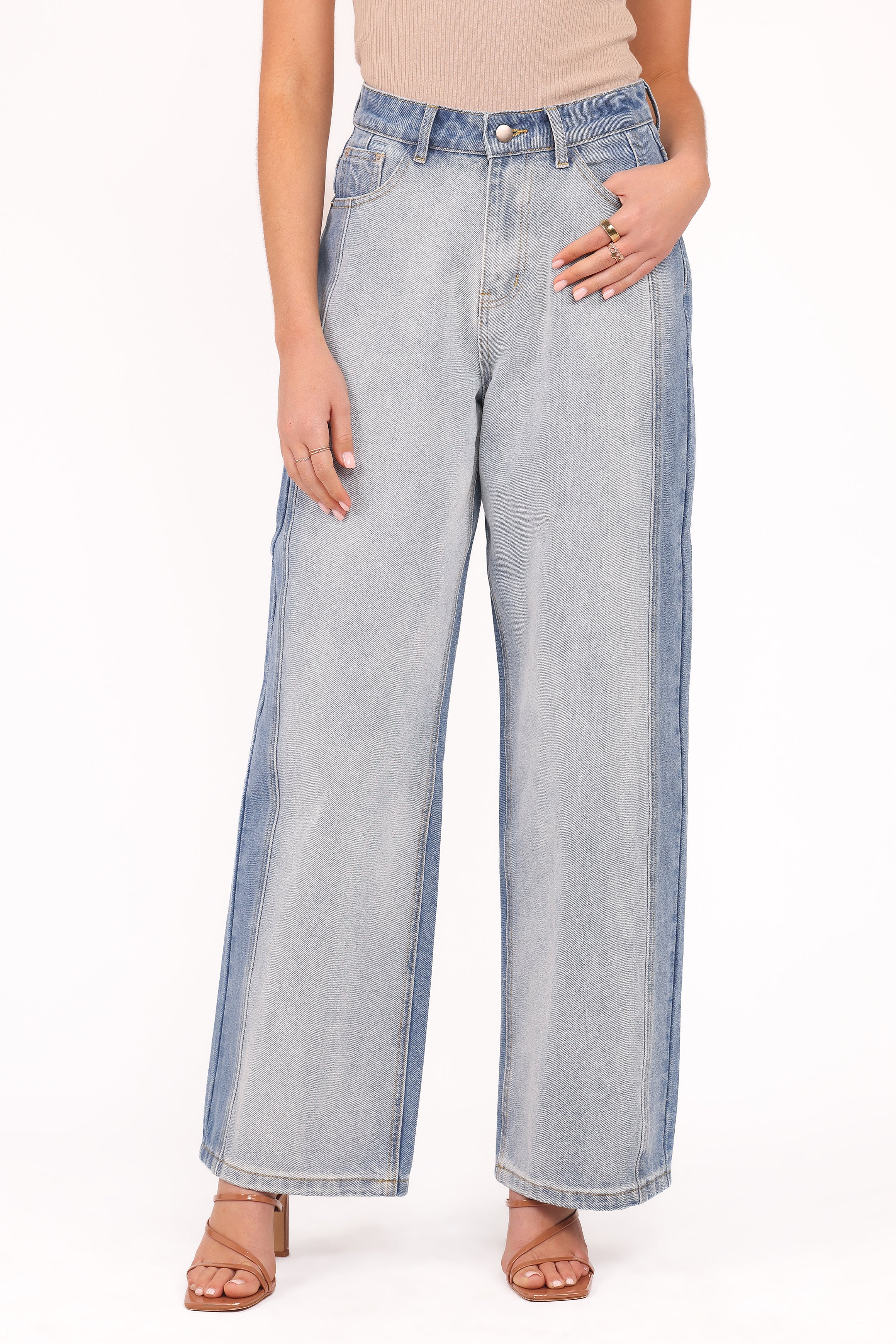 Yuri Wide Leg Jeans - Two Tone Blue