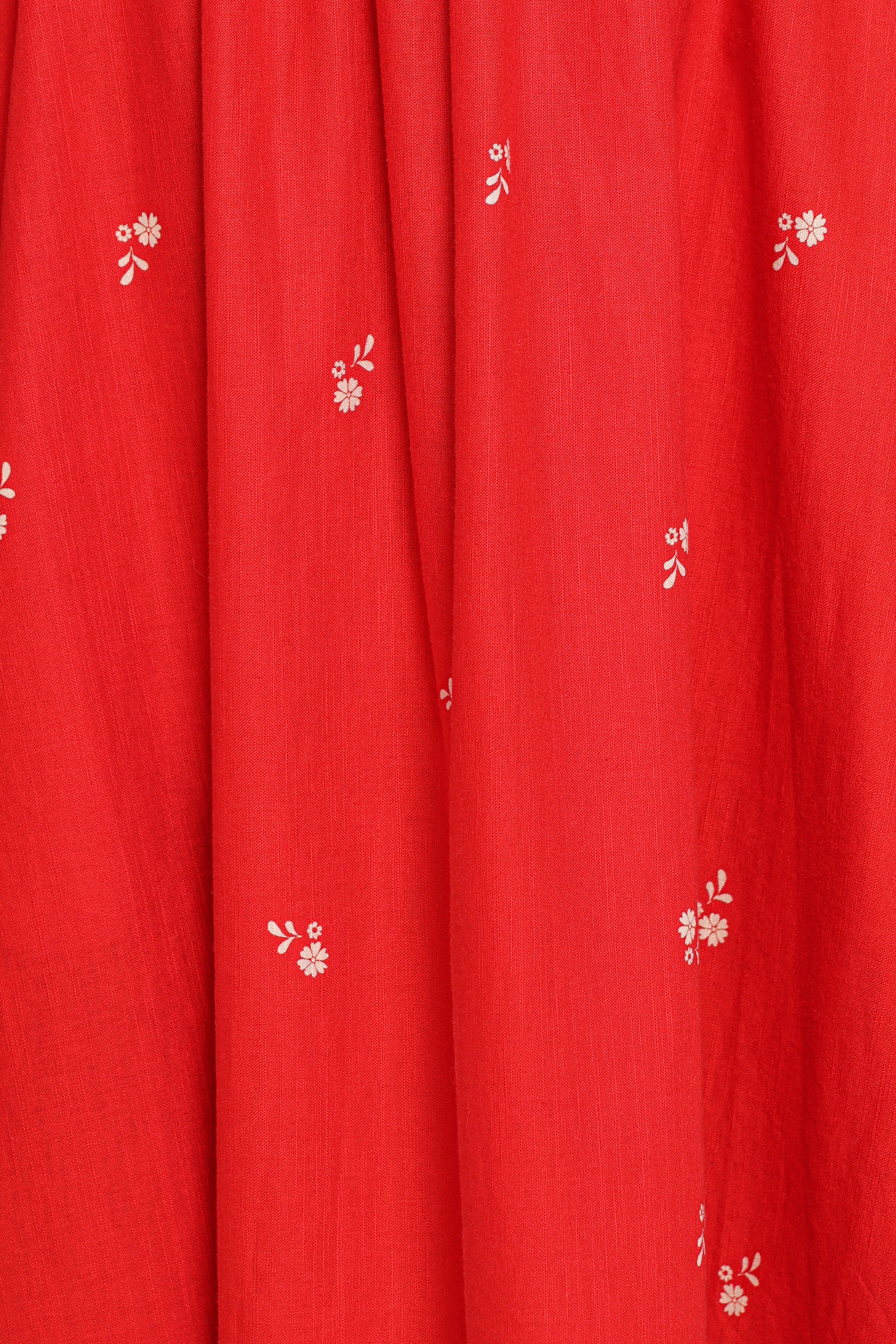 Domenica Shirred Long Sleeve Midi Dress - Red Floral Bandana