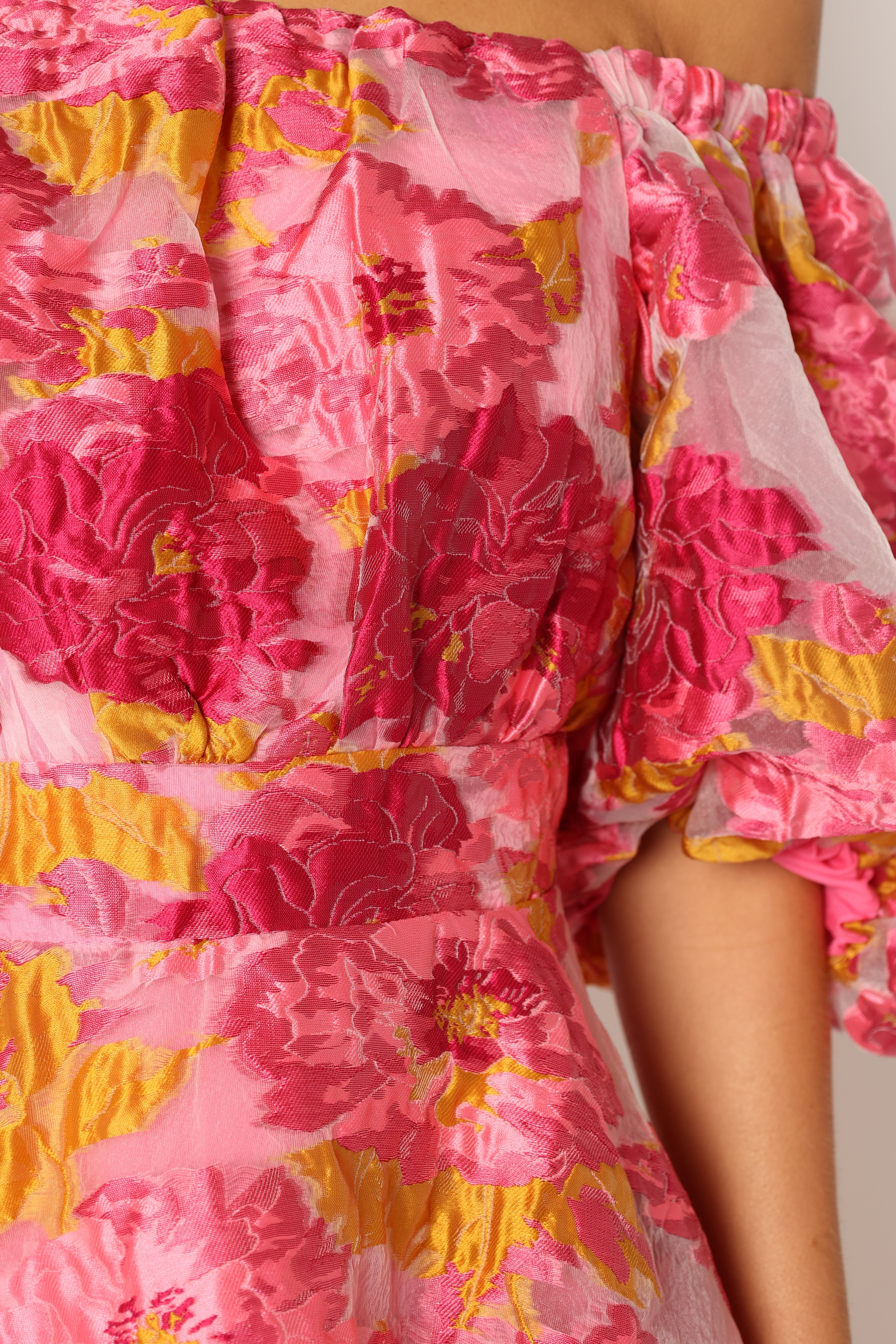 Faye Off Shoulder Mini Dress - Pink Floral