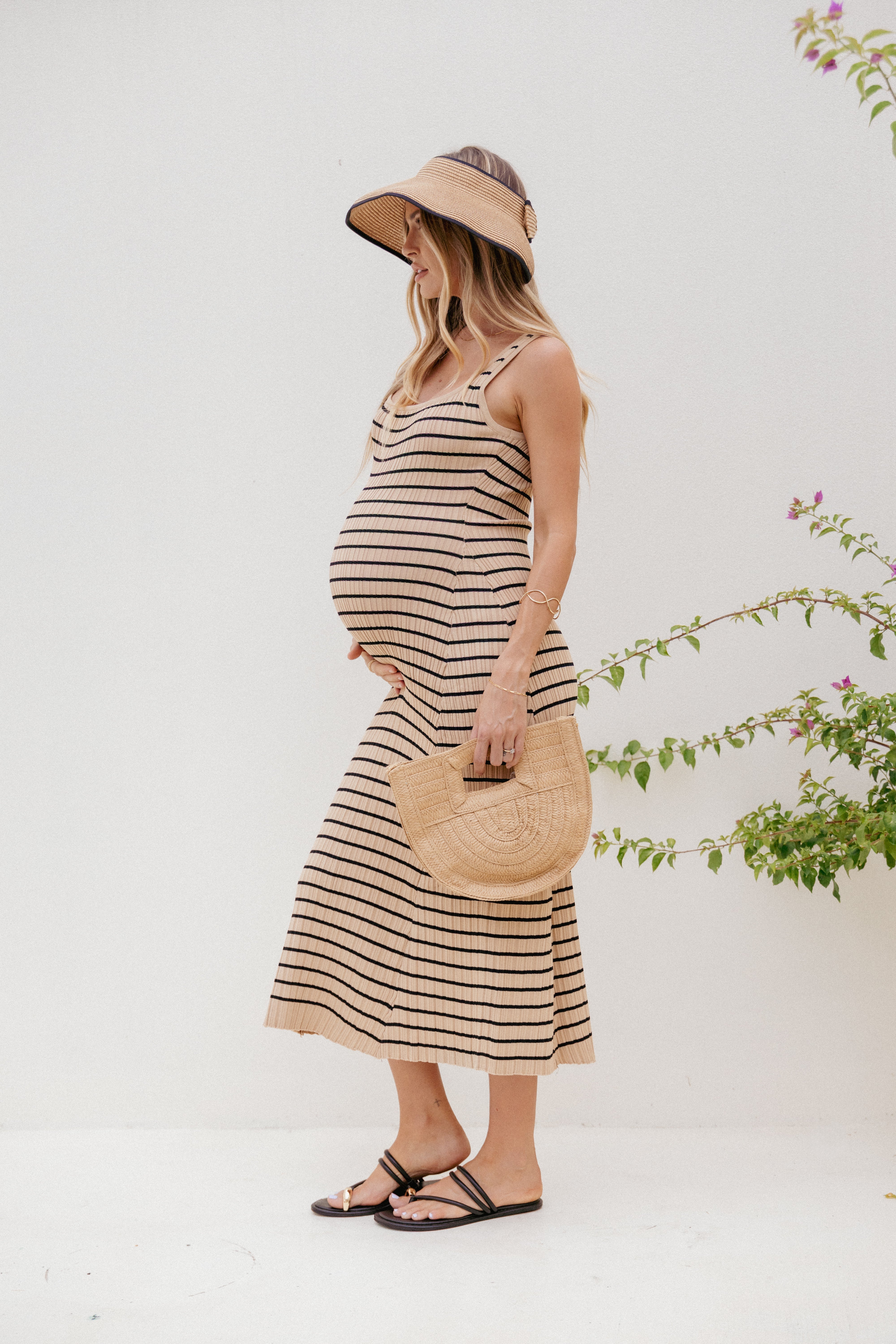Henry Striped Midi Dress - Beige Black