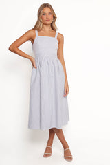 Johanna Midi Dress - Grey/White