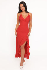 Judy Maxi Dress - Red Polka Dot