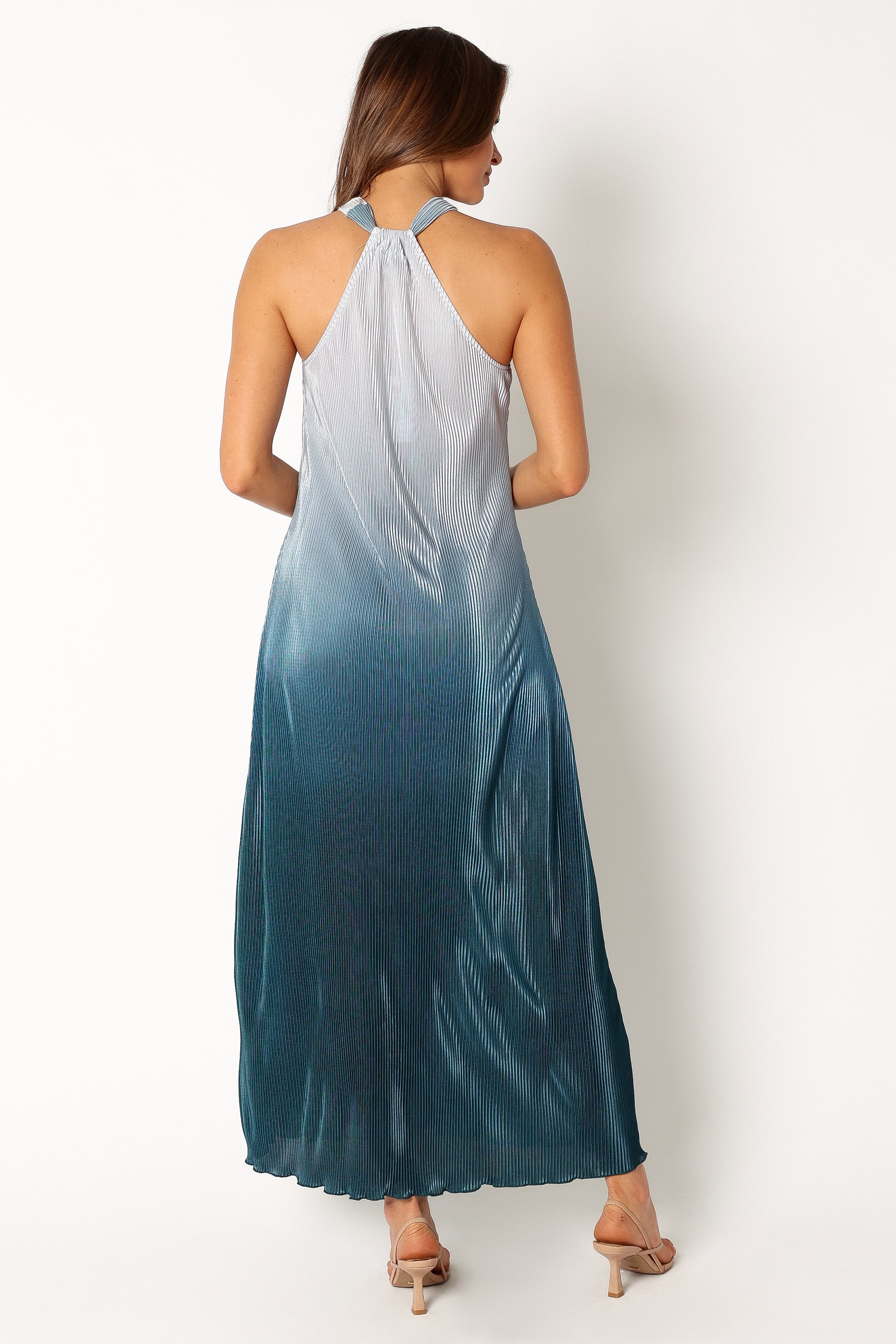 Melody Plisse Halter Maxi Dress - Navy Gradient