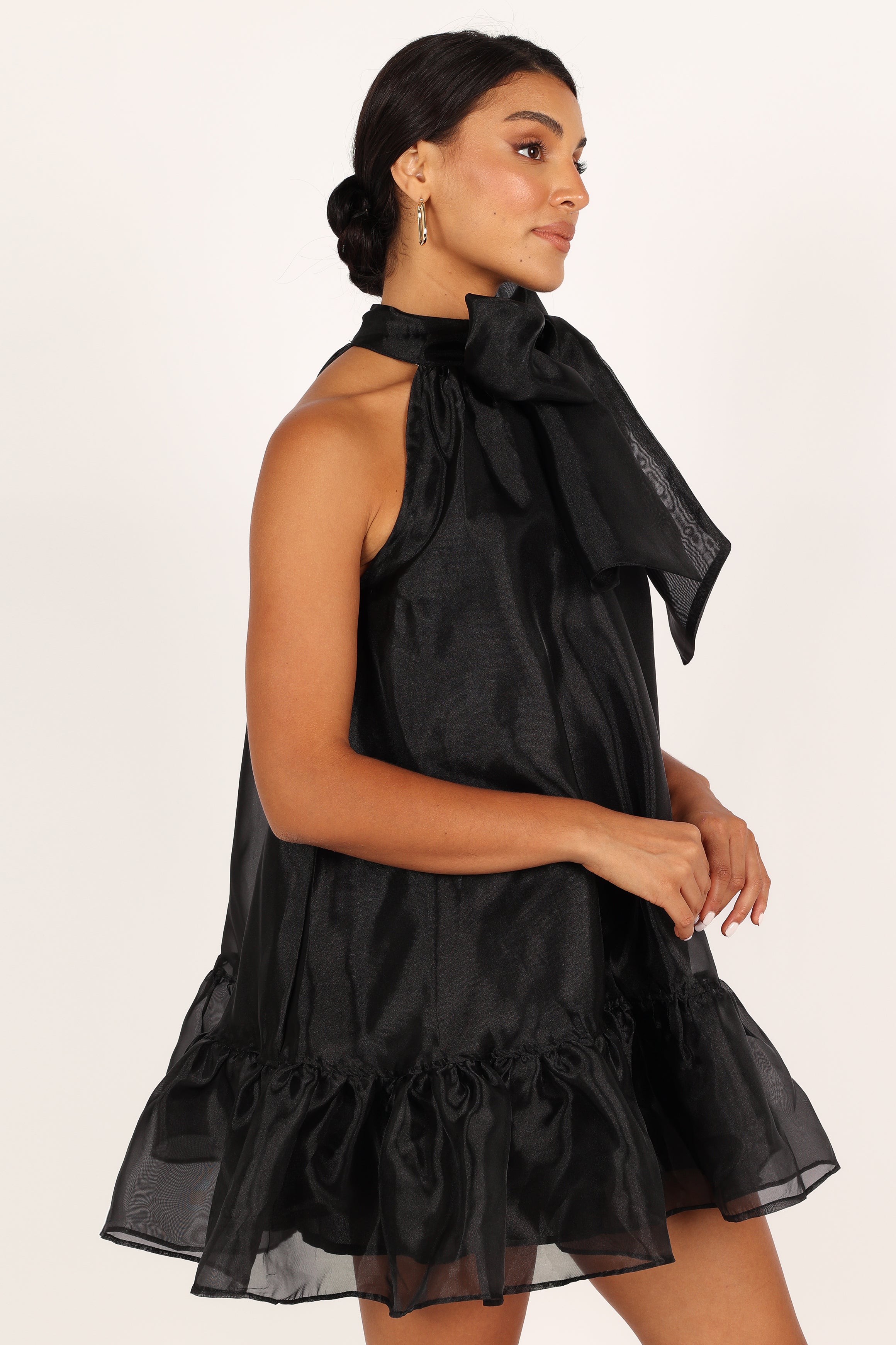 Sophia Bow Mini Dress - Black