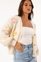 Sienna Flower Cardigan - Cream