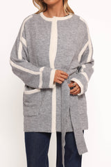 Maloney Tie Front Coatigan - Grey