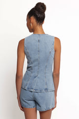 Almana Denim Short Set - Medium Blue
