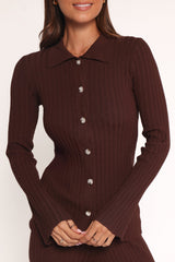 Aylia Ribbed Knit Set - Chocolate