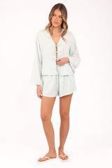 Flynn Short Set - Green Blue Stripe