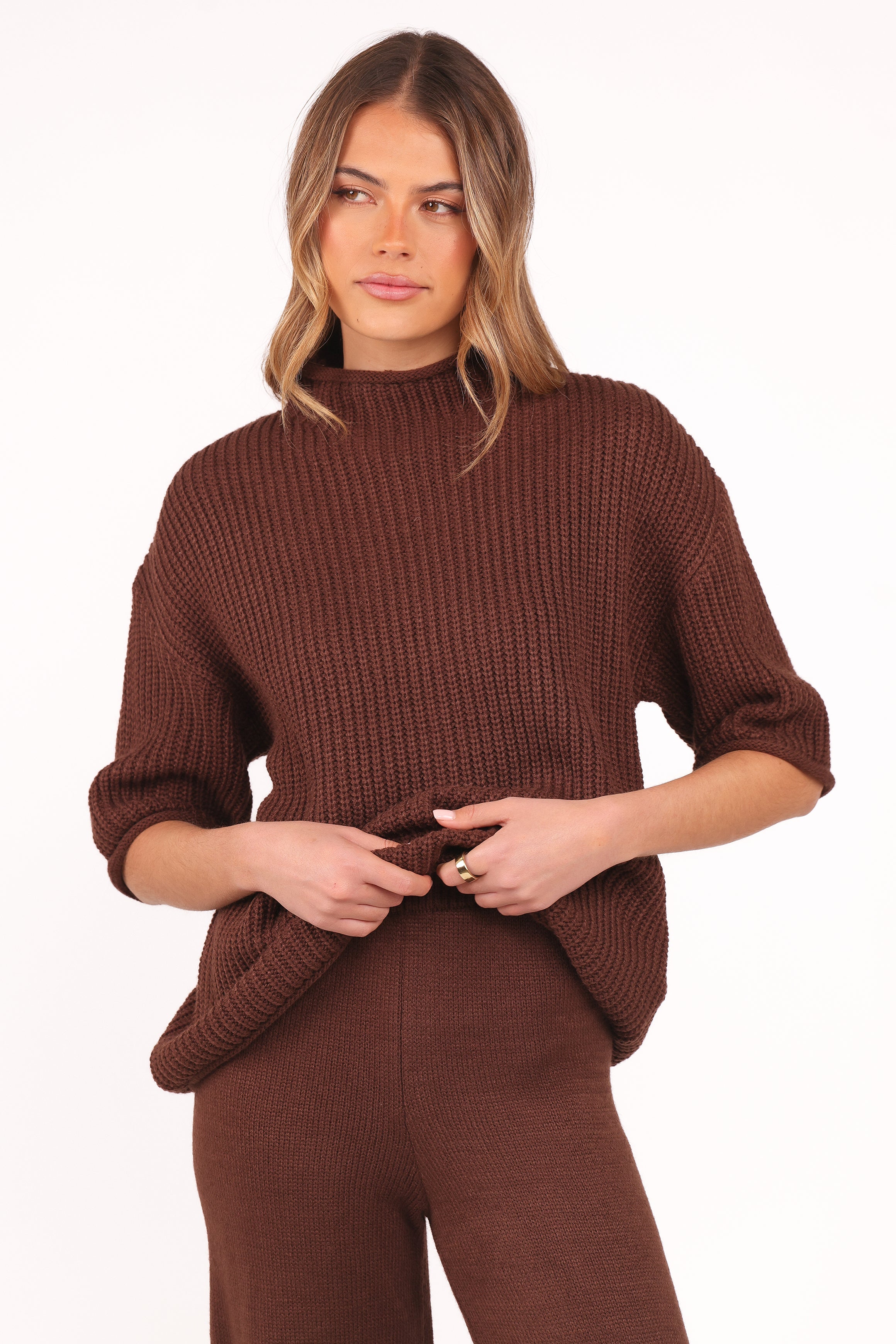 Remii Knit Pant Set - Chocolate