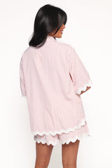 Wilson Short Set - Peach Stripe White